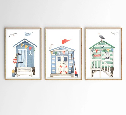 Colourful beach huts - beach,