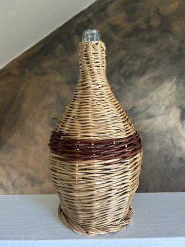 Vintage wicker wrapped glass - vintage,