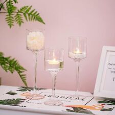 Set of 3 Tall Glass Candle Tea