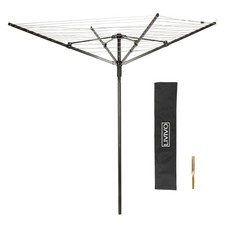 Livivo 4 Arm Rotary Clothes Airer Black Outdoor Washing Line Airer Dryer 45m