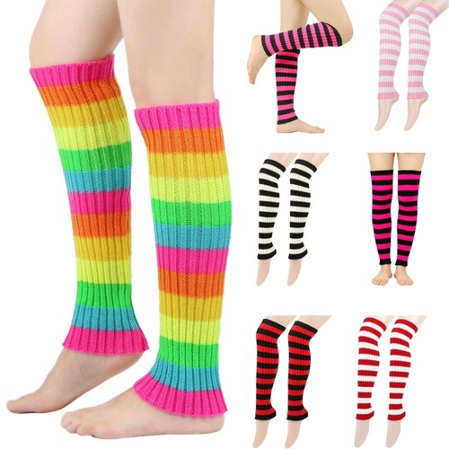 Knitted stripe leg warmers - leg,