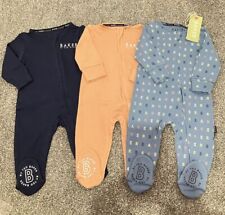 BNWT Ted Baker Baby Boys  3 Pack Sleepsuits Babygrows 6-9 Months