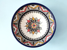 VINTAGE BOHO MOROCCAN SAFI HAND PAINTED LARGE SALAD COUSCOUS ROUND SERVING BOWL