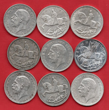 9 X 1935 SILVER CROWN COINS. 25 YEAR JUBILEE OF KING GEORGE V. JOB LOT.