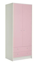 Kids Malibu 2 Door 2 Drawer Wardrobe - Pink & White ( B Grade )