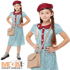 40s Wartime Girls Fancy Dress 1940s WW2 Kids Historical Book Day Costume Outfit