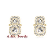 Moissanite Gemstone With 14K Gold Plated Silver Cufflink #1212