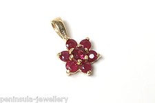 9ct Gold Ruby Pendant Cluster