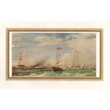 The Naval Review at Spithead in 1856 Tipped in - Vintage Print 1932