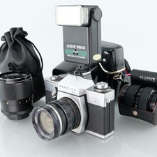 Praktica LTL 35mm Film Camera + 28mm f3.5 + 135mm f2.8 Lenses Flash Case Kit