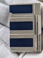 Serviced, S.T. Dupont Gatsby Midnight Blue Polished Palladium Gas Lighter 18782