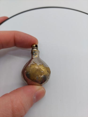 Vintage brass perfume vial - brass,