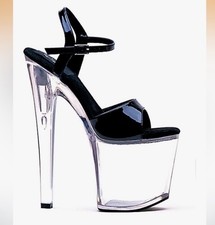 Black Clear Stripper Heels