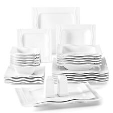 MALACASA MARIO 28pc Ivory White Dinner Set Kitchen Porcelain Dessert Plate Bowls