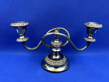 Vintage 2 armed silver plated candelabra, 26.5 cm long 14.5 cm high.