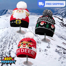 Christmas Knitted Bobble Hat Men's Ladies Kids Beanie Warm Winter Pom-Pom Woolly