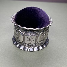 Antique sterling silver pin cushion - initial H