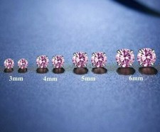 Hypoallergenic Genuine Pink Dress Sterling Silver Diamond Cut Stud Earrings