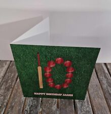 Cricket bat & balls personalised birthday card.  Ages 10-19 and 21