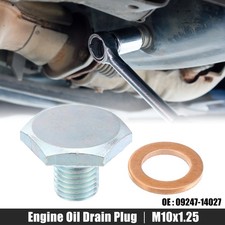 M10x1.25 Engine Oil Drain Plug Screw w/ Seal Ring for Ford Silver Tone