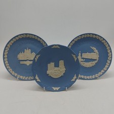 Wedgwood Blue Jasper X3 Vintage Christmas Plates English Scenes- 1979/80/90