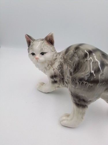 Ceramic cat figurine grey - figurine,