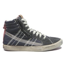 DIESEL High Top Mens Trainers Black & Red Synthetic UK 7 Casual Zip Lace-Up