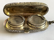 Antique engraved half sovereign double coin holder sterling silver hallmarked