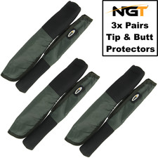3 x Pairs NGT Tip And Butt Rod Protectors Deluxe Neoprene Carp Fishing