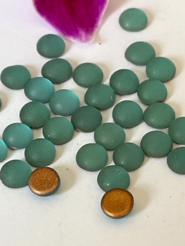 Vintage czech glass cabs - czech, sage