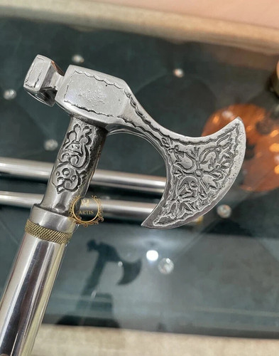 Vintage brass axe hand handle - axe,
