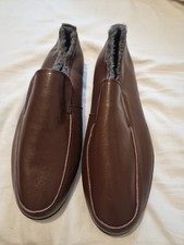 Brand New Sealed Dark Brown Leather Look Slipper Shoes Dark Brown Plus Velvet