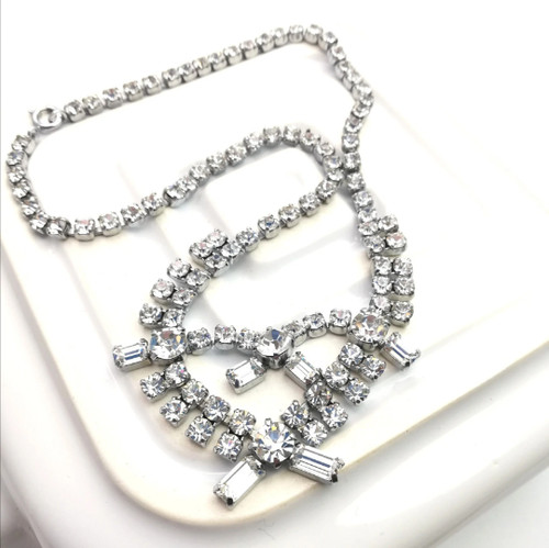 Vintage rhinestone necklace - rhinestone,