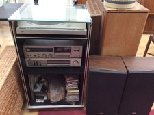 JVC Retro Hi-fi Stack System in a cabinet with turntable, Cassette and Speakers