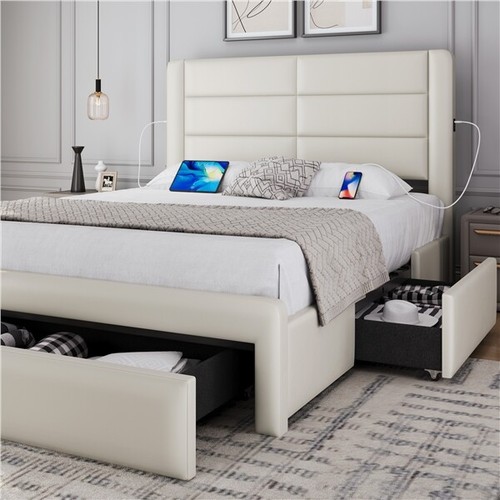 Upholstered bed frame with - with, 3