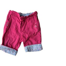 JoJo MAMAN Bebe Girls Twill Clam Diggers Navy Ditsy Trousers Age 12-18 Months