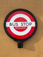 1930s Vintage London Transport Bus Dolly Stop Request Enamel Sign