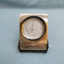 Mercedes Benz Silver Travel Clock Folds Up Case Analogue Battery