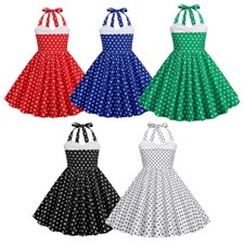 Kids Vintage Polka Dot 50's Party Girls Prom Dress 110-150cm Swing Dress Skirt