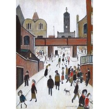 L S Lowry - Street Scene with Viaduct - MEDICI POSTCARDS