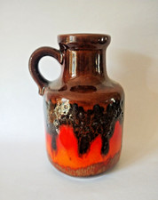 1970's Scheurich Mid century Ceramic Vase Orange/Brown German 6.5''  #414-16