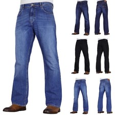 CROSSHATCH Mens Stretch Bootcut Fit Jeans Flared Denim Basic Pant 70's Trousers