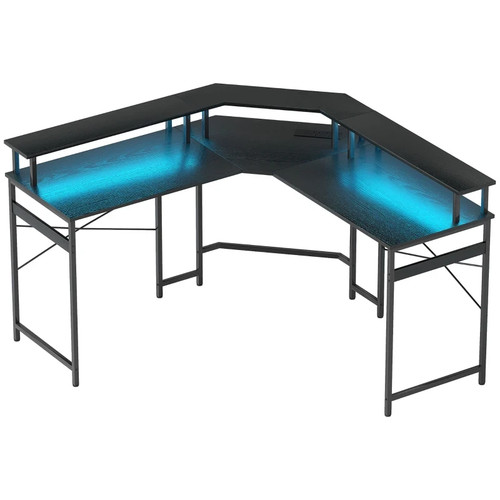 Shaped desk with power - l,
