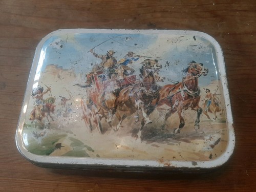 Vintage blue bird toffee tin - bird,