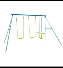 TP Triple Swing Set with Glider - Adjustable Metal Swing Stand With Swings