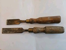 2 X Vintage Marples & Sons Shamrock Brand 1" Chisels with Wood Carver handles