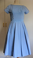 Vintage 1950s dress Jean Allen turquoise blue grosgrain with petticoats Size 10