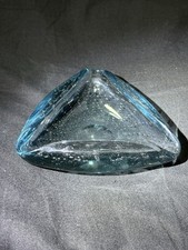 Vintage Whitefriars Ashtray Bowl Art Glass Pale Blue Biomorphic Bubble Bowl 