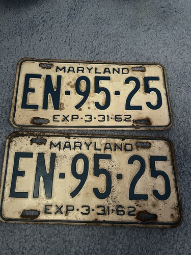 1962 vintage maryland license - maryland,