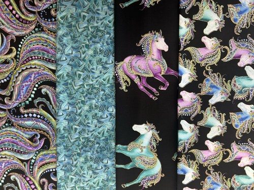 Horses metallic fat quarters - metallic,